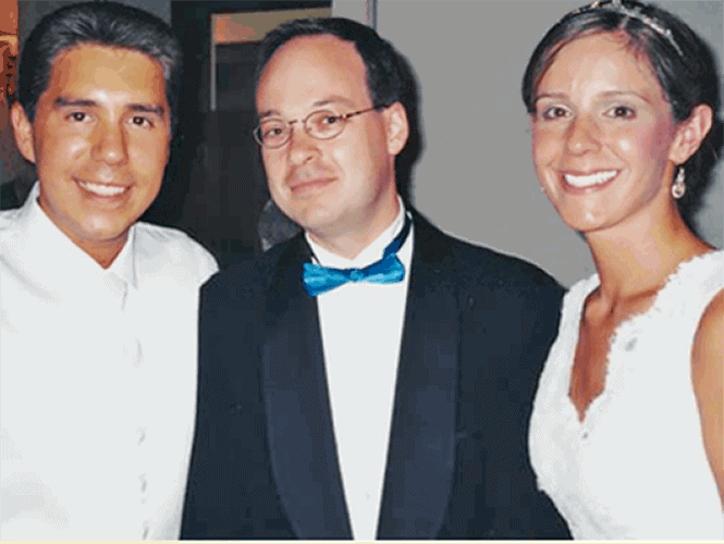 Aaron Topfer with a Bride & Groom at a Wedding in Downtown Boston.